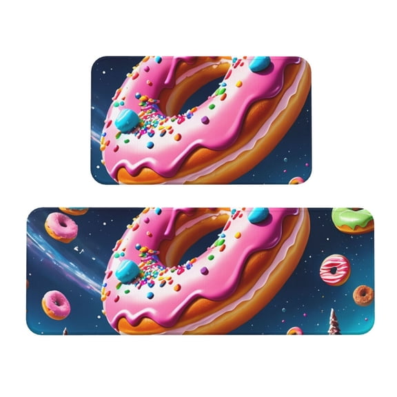 Xecao Starry Sky Pine Tree Donut Patten Kitchen Rugs and Mats Sets,2 Pieces Non-Slip Washable Rugs, Kitchen Mat for Floor,Suit for Kitchen Decor and Accessories