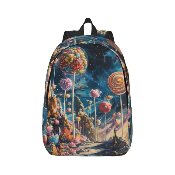 Xecao Starry Sky Planet Lollipop for Canvas College Laptop Backpack, Durable Rucksack Travel Notebook Bag School Backpack Book Bag for Men Women
