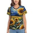 thumbnail image 1 of Xecao Starry Sky Sunflower for Women's V-Neck T-Shirts-Elegant Half-Sleeve Tops Perfect for Summer-XX-Large, 1 of 5