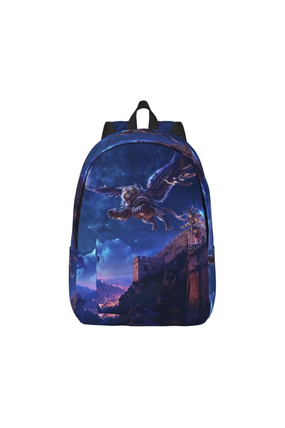Starry Sky Wall Flying Tiger for Canvas College Laptop Backpack, Durable Rucksack Travel Notebook Bag School Backpack Book Bag for Men Women