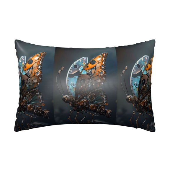 Xecao Steampunk Mechanical Butterfly Pattern Satin Pillowcases for Hair and Skin, Luxurious and Silky Pillow Cases with Envelope Closure, 20x30 Inches