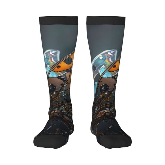 Xecao Steampunk Mechanical Butterfly Print Compression Socks for Both Men And Women for Running, Travel, Flight, Nurse