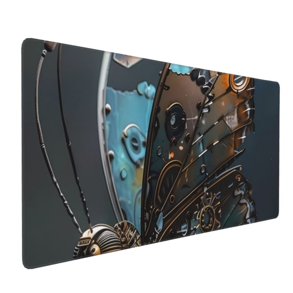 Xecao Steampunk Mechanical Butterfly Print Large Mouse Pad, 16x35.5in Mousepad, Professional Non-Slip Rubber Base Big Mouse Pad, Mouse Pad for Gaming & Office Full Desk Mouse Pad