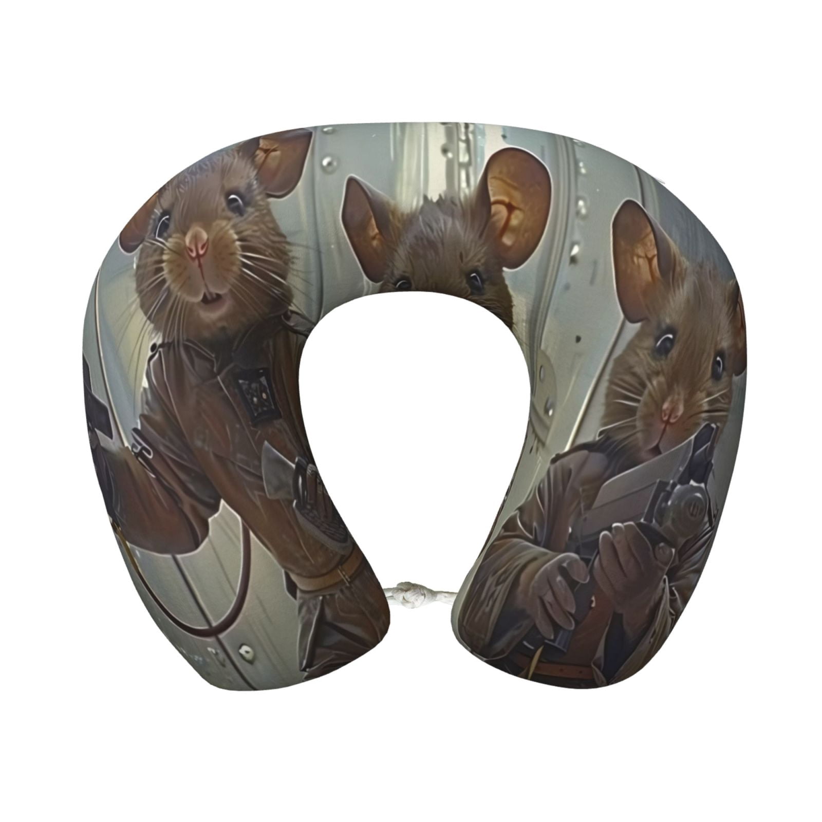 Xecao Steampunk Space Mice Warriors Print Memory Foam Cervical Neck Pillow Versatile U-Shaped Pillows for Home,Office,Camping,Travelling,Soft Washable Cover