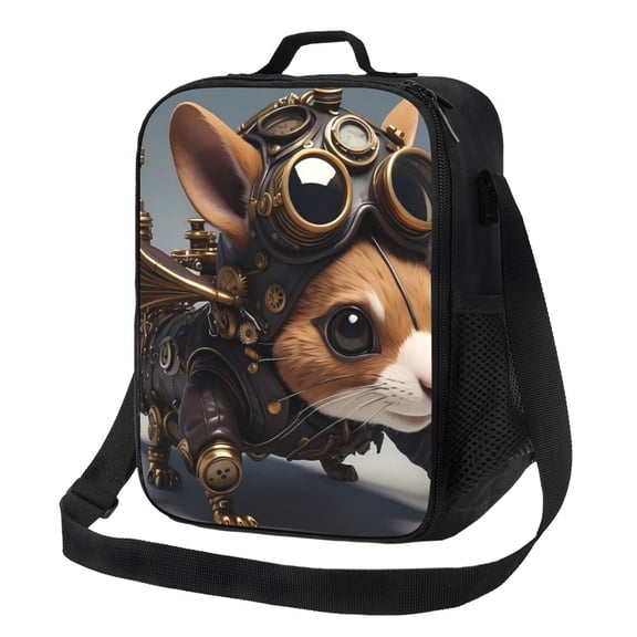 Xecao Steampunk Squirrel Pilot Print Lunch Bag - Durable, Double-Insulated Lunch Bag, Holds Lunch Box, Water Bottle, & Snacks,Leakproof Cooler Tote Bag