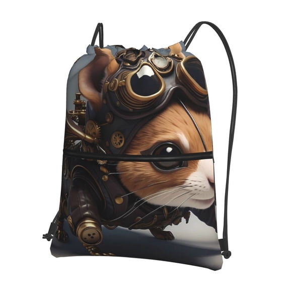 Xecao Steampunk Squirrel Pilot for Drawstring Bags,Pull String Backpack Bags,String Bag Sackpack