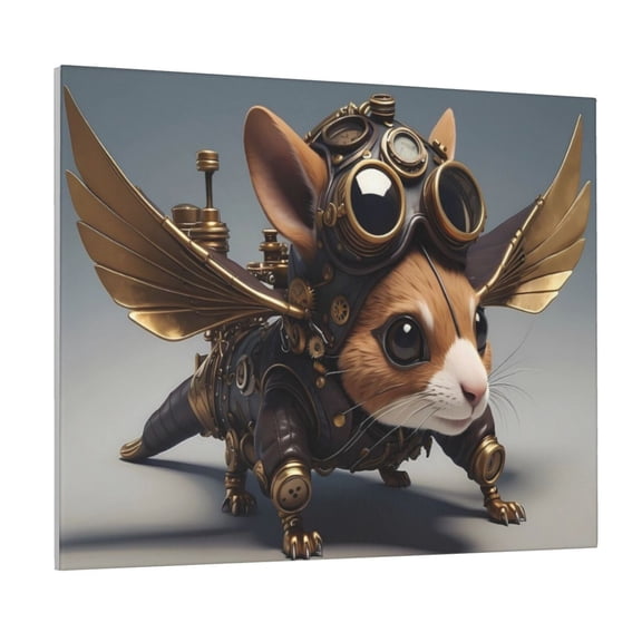 Xecao Steampunk Squirrel Pilot for Waterproof Framed Canvas Art - Modern Home Decor with Real Wood Frame for Gifting and Interior Design,Horizontal