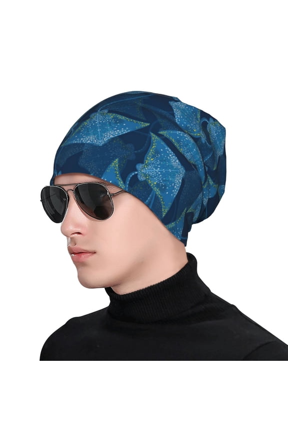 Stingray Print Beanie Knitted Hat for Men Women, Winter Fashion Knit Cuffed Caps Unisex