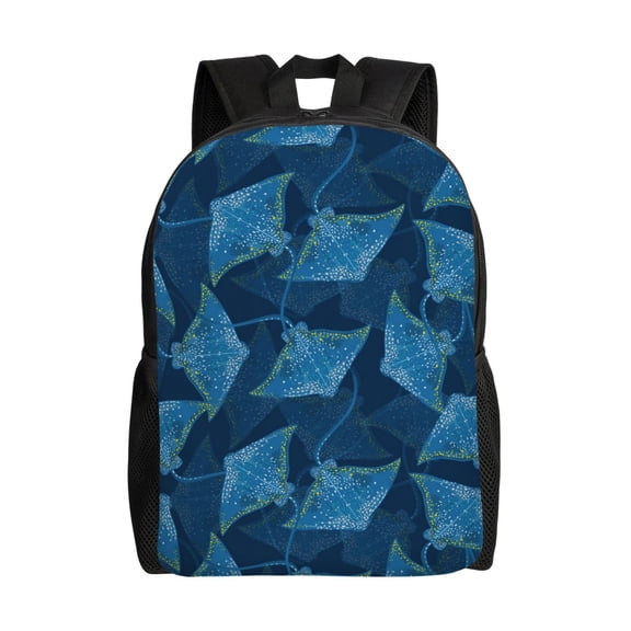 Xecao Stingray Print School Backpack with Laptop Compartment Small Travel Laptop Backpack for Women Men Waterproof College Backpack Simple School Bag