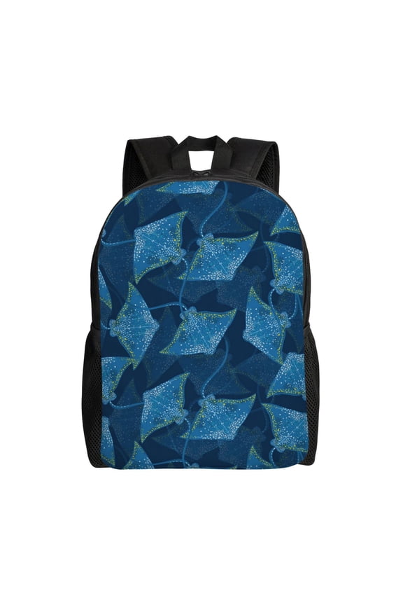 Stingray Print School Backpack with Laptop Compartment Small Travel Laptop Backpack for Women Men Waterproof College Backpack Simple School Bag