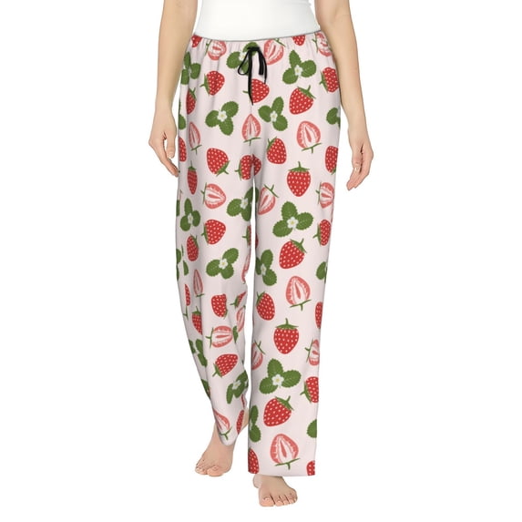 Xecao Strawberries And Leaf Women's Straight Lounge Pajama Pants: The Epitome of Relaxed Sleepwear