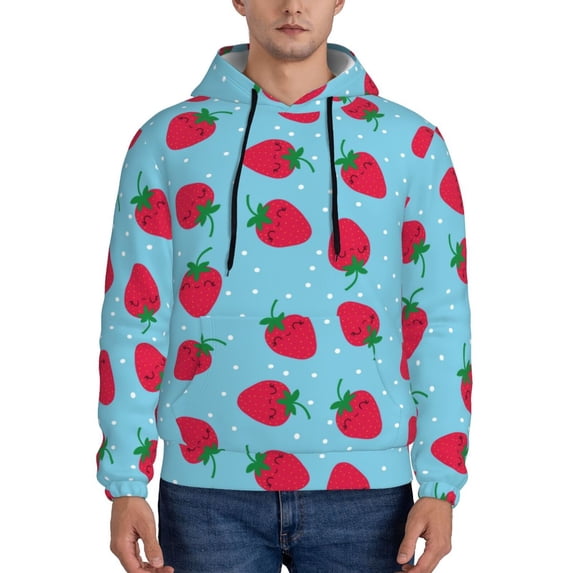 Xecao Strawberries Pattern Men's Adult Pullover Hoodie,Hooded Sweatshirt-Large
