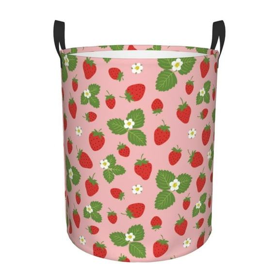 Xecao Strawberries Print Laundry Hamper Basket,designed for Blanket Storage and Nursery Clothes in the Bedroom