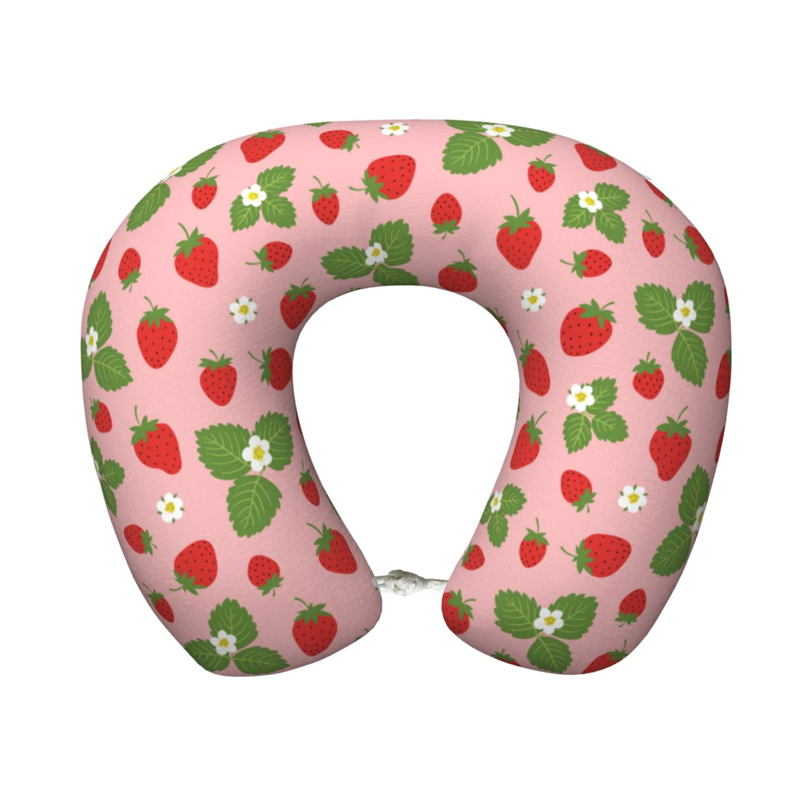 Xecao Strawberries Print Memory Foam Cervical Neck Pillow Versatile U-Shaped Pillows for Home,Office,Camping,Travelling,Soft Washable Cover
