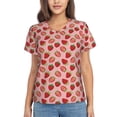 thumbnail image 1 of Xecao Strawberries for Women's V-Neck T-Shirts-Elegant Half-Sleeve Tops Perfect for Summer-3X-Large, 1 of 5