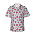 thumbnail image 1 of Xecao Strawberries print Hawaiian shirt - a stylish short-sleeve button-down for men, perfect for casual beach and tropical outings., 1 of 9