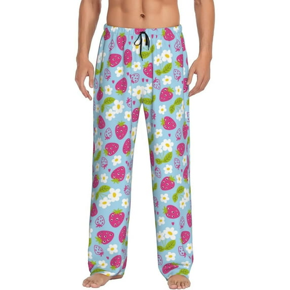 Xecao Strawberry And Flowers Men's Straight Lounge Pajama Pants: The Ultimate in Comfortable Sleepwear