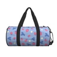 thumbnail image 1 of Xecao Strawberry And Flowers print Round Travel Duffel Bag is a foldable gym bag with an inner pocket, perfect for travel sports, 1 of 1