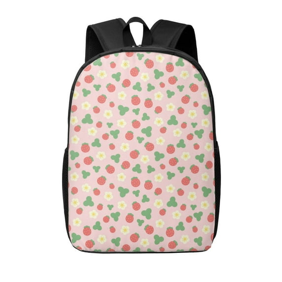 Xecao Strawberry And Flowers print Travel Backpack, Large Computer Backpack for Men Women, College School Rucksack Book Bag