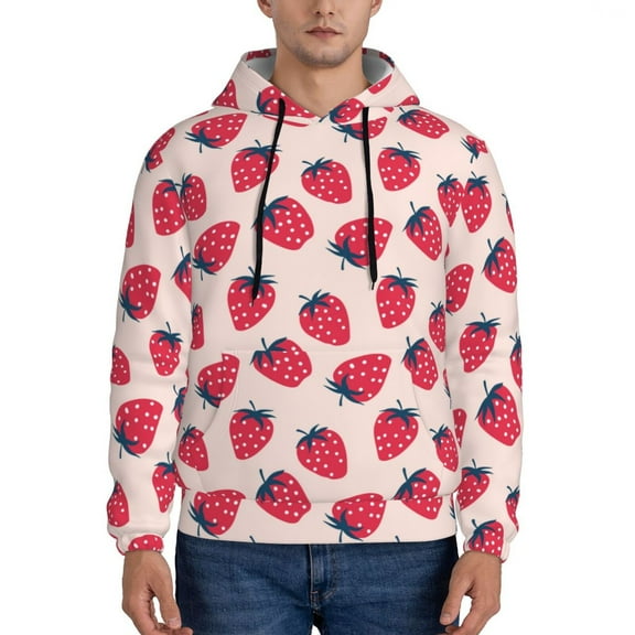 Xecao Strawberry Pattern Men's Adult Pullover Hoodie,Hooded Sweatshirt-XX-Large
