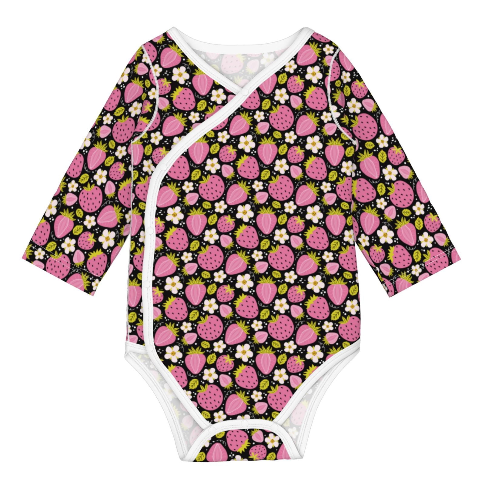 Xecao Strawberry Print Baby unisex-baby Cotton Long-sleeve Bodysuits-18 Months