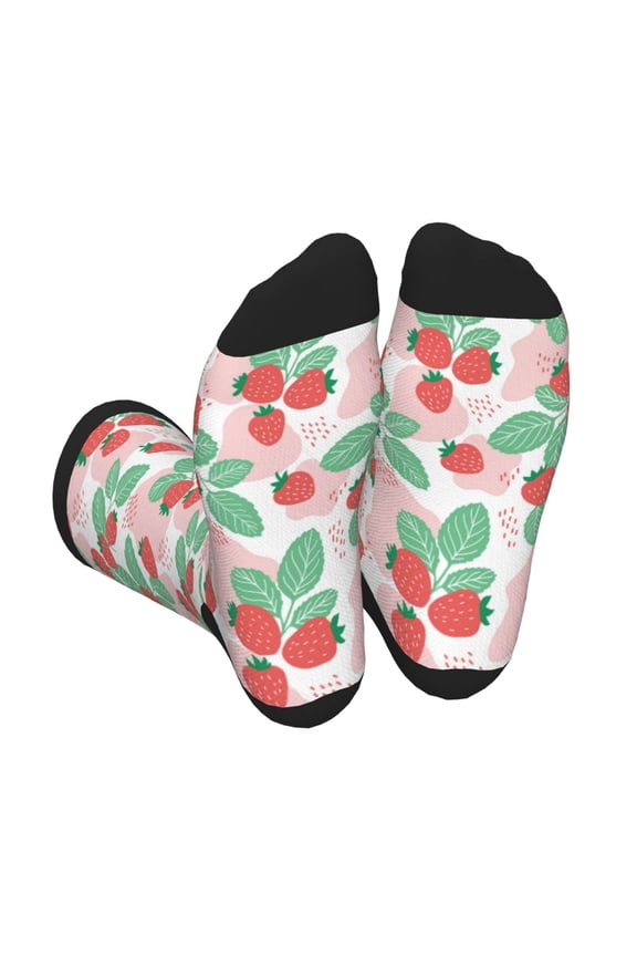 Strawberry Print Crew Socks for Men and Women, Men's Soft Moisture-wicking Sock