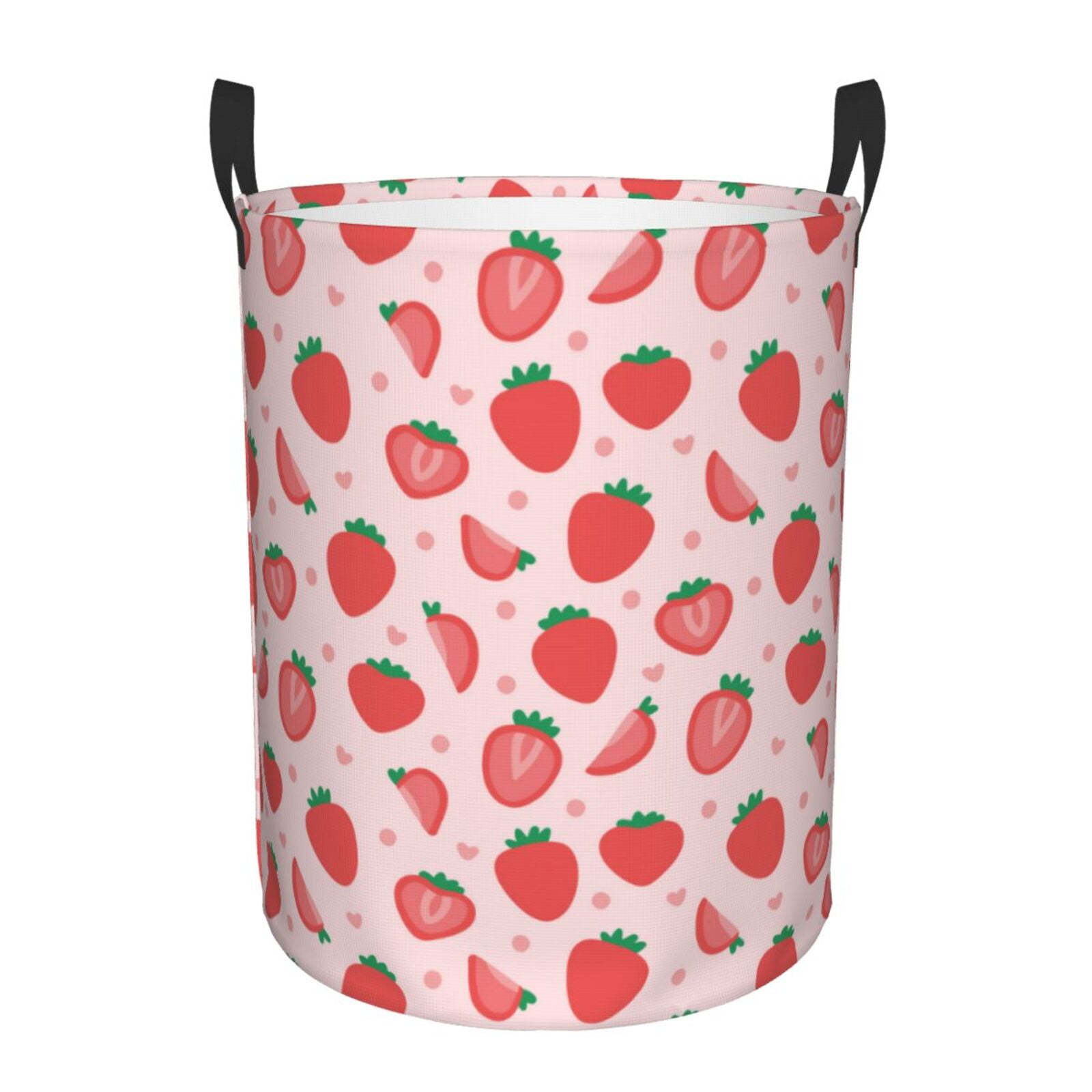 Xecao Strawberry Print Laundry Hamper Basket,designed for Blanket Storage and Nursery Clothes in the Bedroom