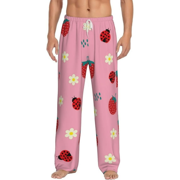 Xecao Strawberry and Ladybugs Men's Straight Lounge Pajama Pants: The Ultimate in Comfortable Sleepwear