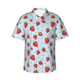 thumbnail image 1 of Xecao Strawberry print Hawaiian shirt - a stylish short-sleeve button-down for men, perfect for casual beach and tropical outings., 1 of 9