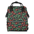 thumbnail image 1 of Xecao Strawberry print Large Capacity Nappy Bag is a multi-functional waterproof travel backpack, perfect as a nursing bag or mummy backpack for women, 1 of 6