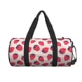 thumbnail image 1 of Xecao Strawberry print Round Travel Duffel Bag is a foldable gym bag with an inner pocket, perfect for travel sports, 1 of 8