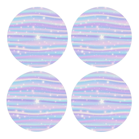 Xecao Striped Gradient for MDF Cork Coaster 4 Pcs,Drink Coasters,Suit for House Warming Gifts New Home ,Coffee Table Decor-Round Shape