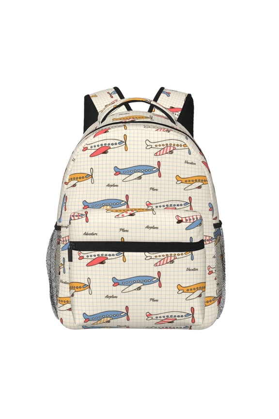 Striped Vintage Planes Backpack, a stylish and functional choice for both men and women, is the perfect basic bookbag for college, work, or travel