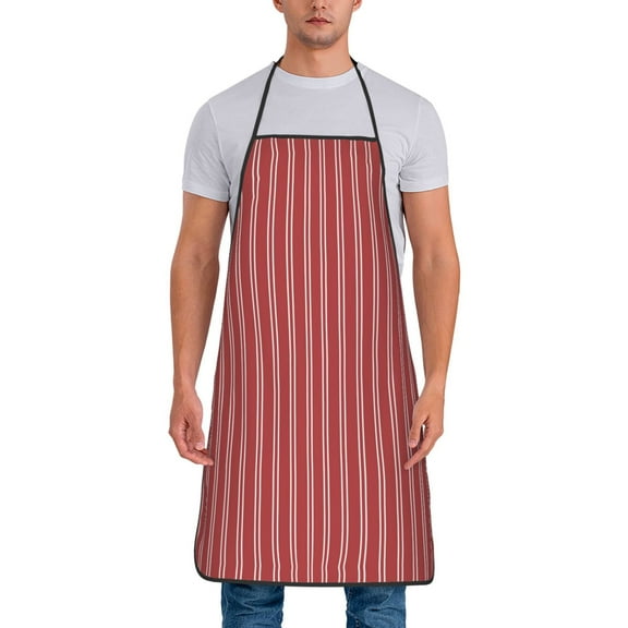 Xecao Stripes Red White Print Funny BBQ Chef Aprons for Men Women,Adjustable Kitchen Cooking Aprons with Pocket Waterproof Oil Proof No Pilling Fading
