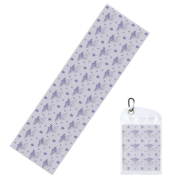 Xecao Stripes and Sprigs of Lavender Ice Towel: a quick-dry, cold sweat-absorbing neck wrap perfect for running, swimming, yoga, gym workouts, and all your exercise needs