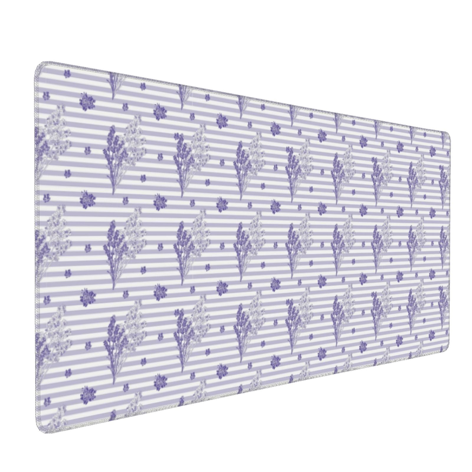 Xecao Stripes and Sprigs of Lavender Print Large Mouse Pad, 16x35.5in Mousepad, Professional Non-Slip Rubber Base Big Mouse Pad, Mouse Pad for Gaming & Office Full Desk Mouse Pad