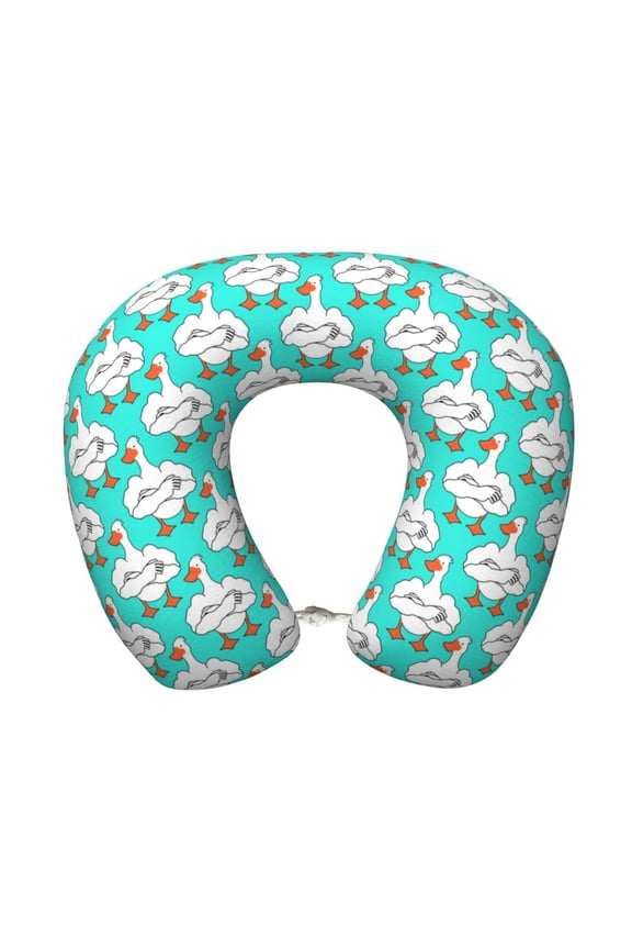 Strong Goose Print Memory Foam Cervical Neck Pillow Versatile U-Shaped Pillows for Home,Office,Camping,Travelling,Soft Washable Cover