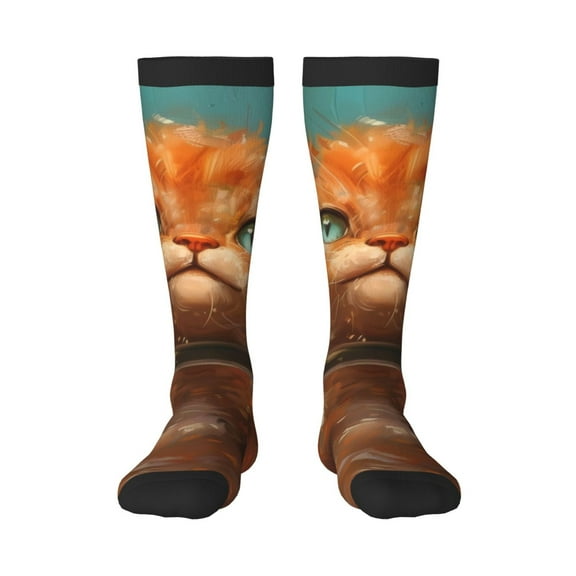 Xecao Strong Kitten Lifting Weights Print Compression Socks for Both Men And Women for Running, Travel, Flight, Nurse