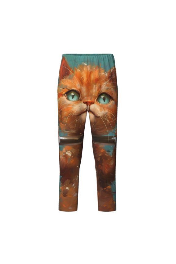 Strong Kitten Lifting Weights Print Teenagers' Pajama Pants Long Sleep Pants Soft Elastic Waist Pajama Bottoms Elastic waist with 2 Pockets 5-16 Years-Large