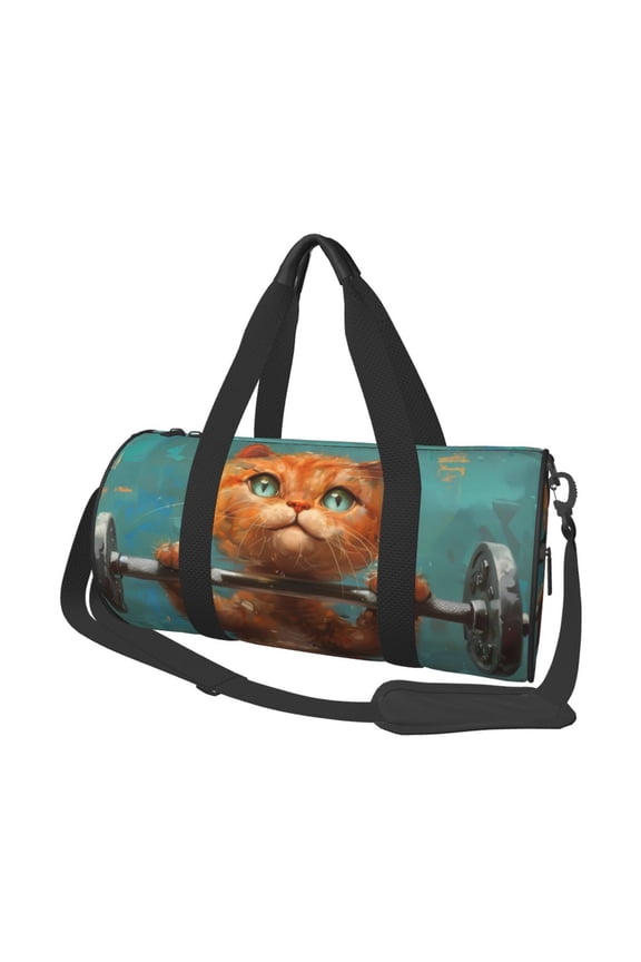 Strong Kitten Lifting Weights Print Travel Duffle Bag, Bag Carry On Tote Bags for Women, Travel Sport Gym Bag for Men, Hospital Bag for Labor and Delivery