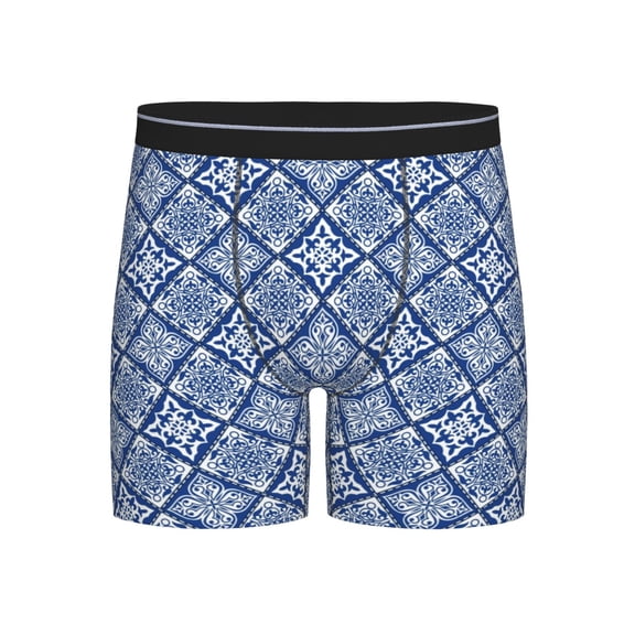 Xecao Stylized Flowers Vintage Boho Print Boxer Briefs for Men's Stretch Moisture-Wicking Underwear, Mid-Rise Classics breathable fabric