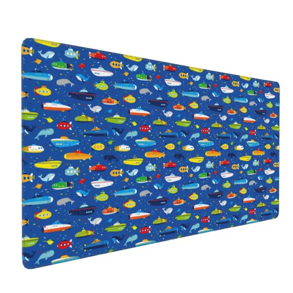 Xecao Submarines And Whales Print Large Mouse Pad, 16x35.5in Mousepad, Professional Non-Slip Rubber Base Big Mouse Pad, Mouse Pad for Gaming & Office Full Desk Mouse Pad