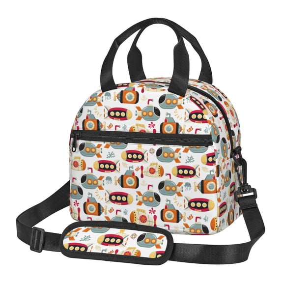 Xecao Submarines Print Insulated Lunch Box, Lunch Cags Lunch Bag Featuring An Adjustable Shoulder Strap