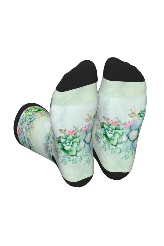 Succulent Print Crew Socks for Men and Women, Men's Soft Moisture-wicking Sock