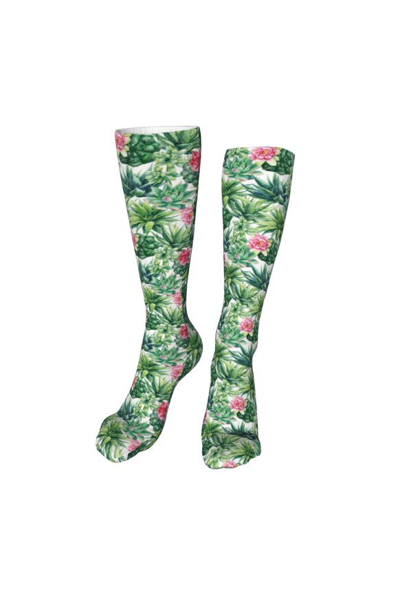 Succulents 1 Print Calf Socks Seamless Toe, Knee High Long Socks, Sports Socks Trouser Socks for Women and Men-One Size