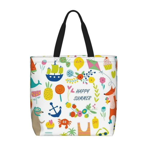 Xecao Summer Animal for Tote Bag: spacious with inner pockets, ideal for work, shopping, or travel.