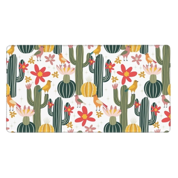 Xecao Summer Cactus With Blooming for Waterproof Mouse Pad - Extended Contour Mouse Mat, Large Gaming Mousepad Laptop Keyboard Mat with Non-Slip Rubber Base