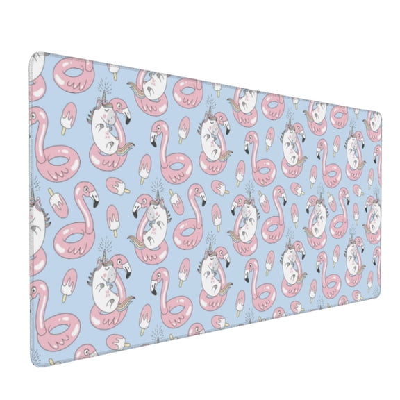 Xecao Summer Cute Unicorns Print Large Mouse Pad, 16x35.5in Mousepad, Professional Non-Slip Rubber Base Big Mouse Pad, Mouse Pad for Gaming & Office Full Desk Mouse Pad