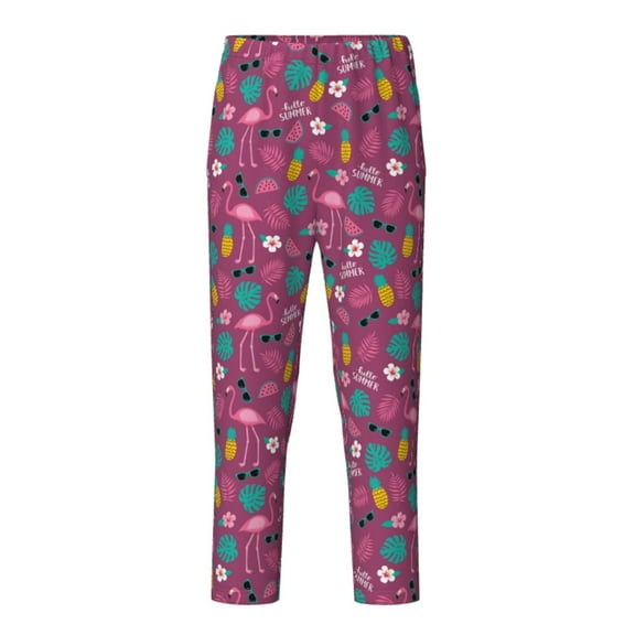 Xecao Summer Flamingo Print Teenagers' Pajama Pants Long Sleep Pants Soft Elastic Waist Pajama Bottoms Elastic waist with 2 Pockets 5-16 Years-Small