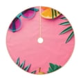 thumbnail image 1 of Xecao Summer Fruits And Sunglasses Pattern Christmas Tree Skirt Round Xmas Tree Mat Base Cover for Holiday Home Decorations-36", 1 of 6